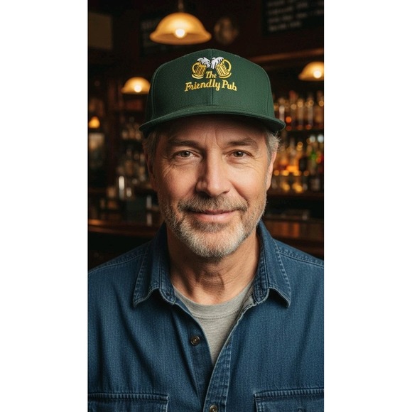 Otto Green Truckers Hat ~ The Friendly Pub ~ Embroidered Adjustable Strap - Picture 1 of 6